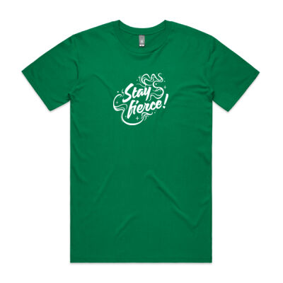 'Stay Fierce' Staple Tee – Green / White Thumbnail