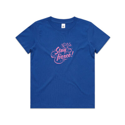 'Stay Fierce' Youth Tee – Royal Blue / Pink Thumbnail