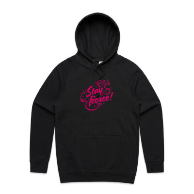 'Stay Fierce' Adult Hoodie – Black / Hot Pink Thumbnail