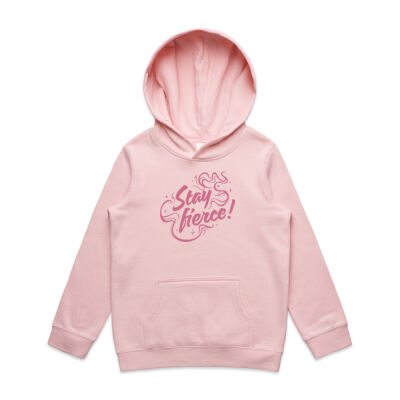'Stay Fierce' Youth Hoodie – Pink / Sherbert Thumbnail